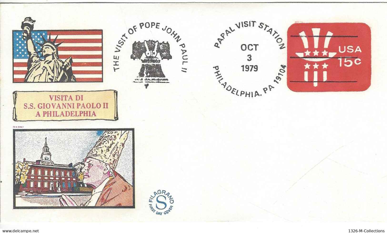 Envellope Voyage Du Pape Jean Paul II ETATS UNIS Entiers Postaux - 1961-80