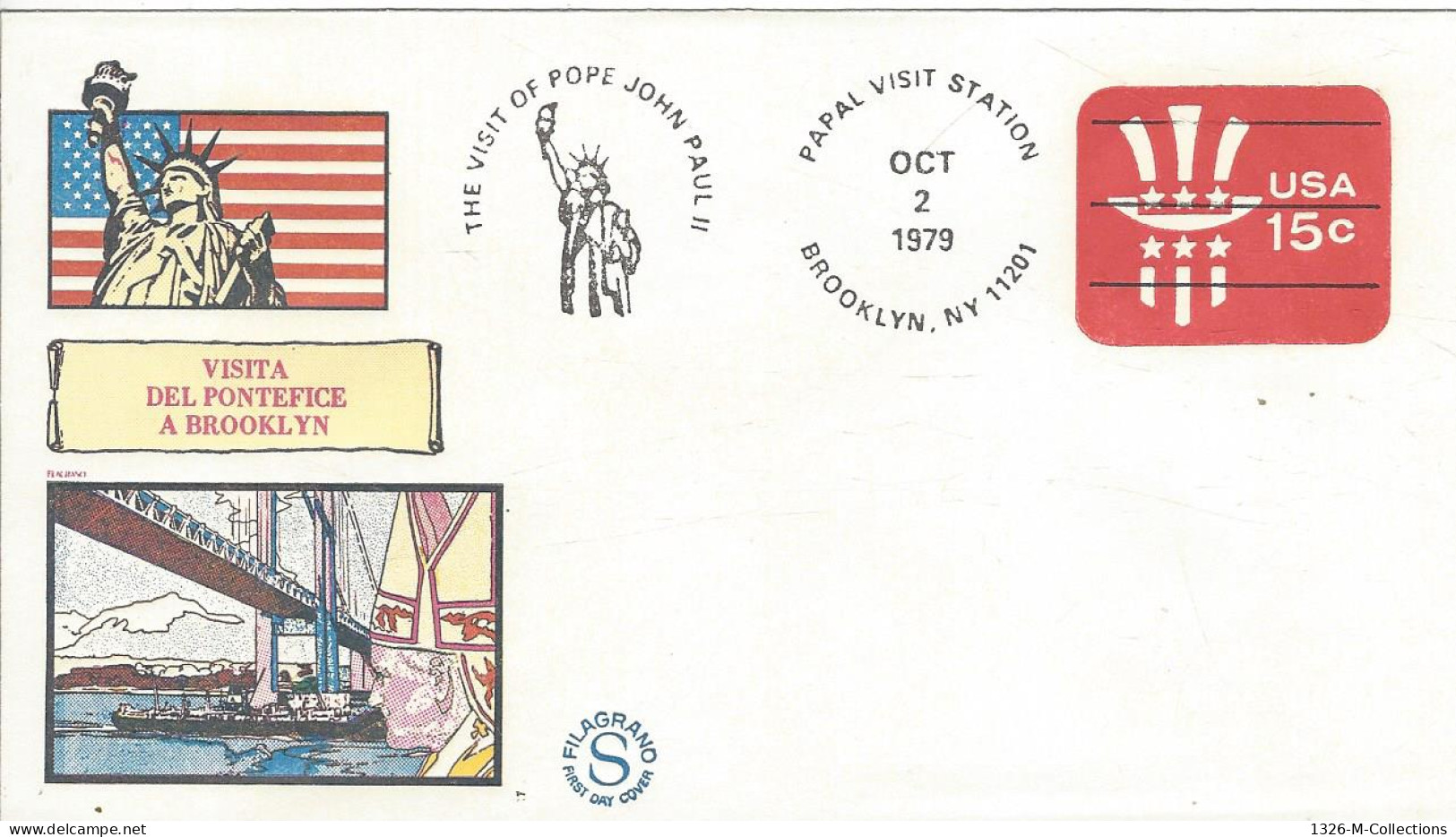 Envellope Voyage Du Pape Jean Paul II ETATS UNIS Entiers Postaux - 1961-80