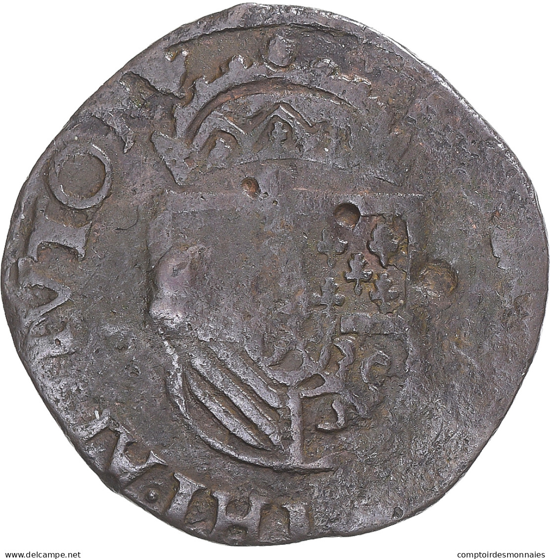 Monnaie, Pays-Bas Espagnols, Philippe II, Duit, 1596, Anvers, TTB, Cuivre - Sonstige & Ohne Zuordnung