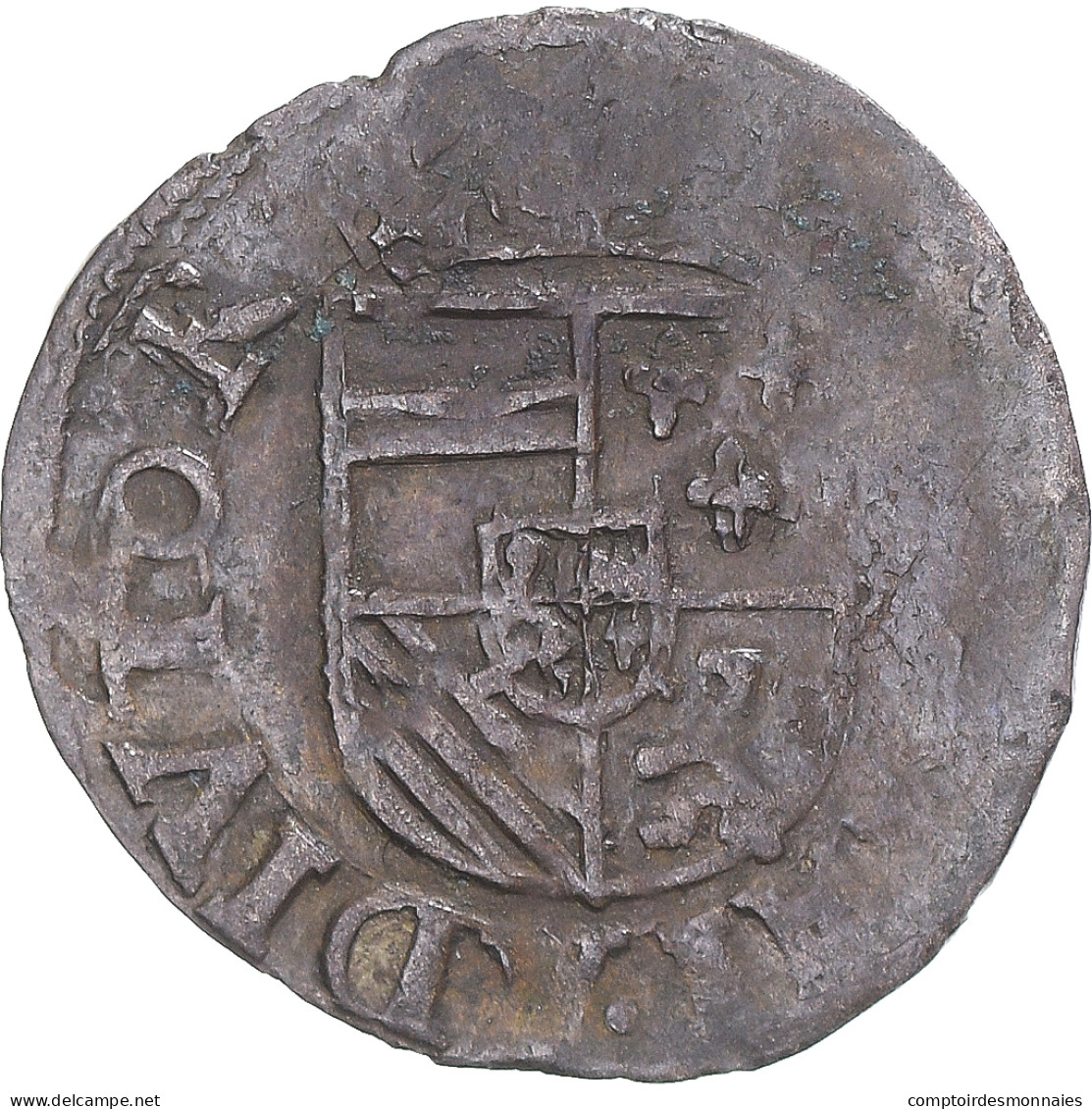 Monnaie, Pays-Bas Espagnols, Philippe II, Duit, 1560-1572, Anvers, TB+, Cuivre - Andere & Zonder Classificatie