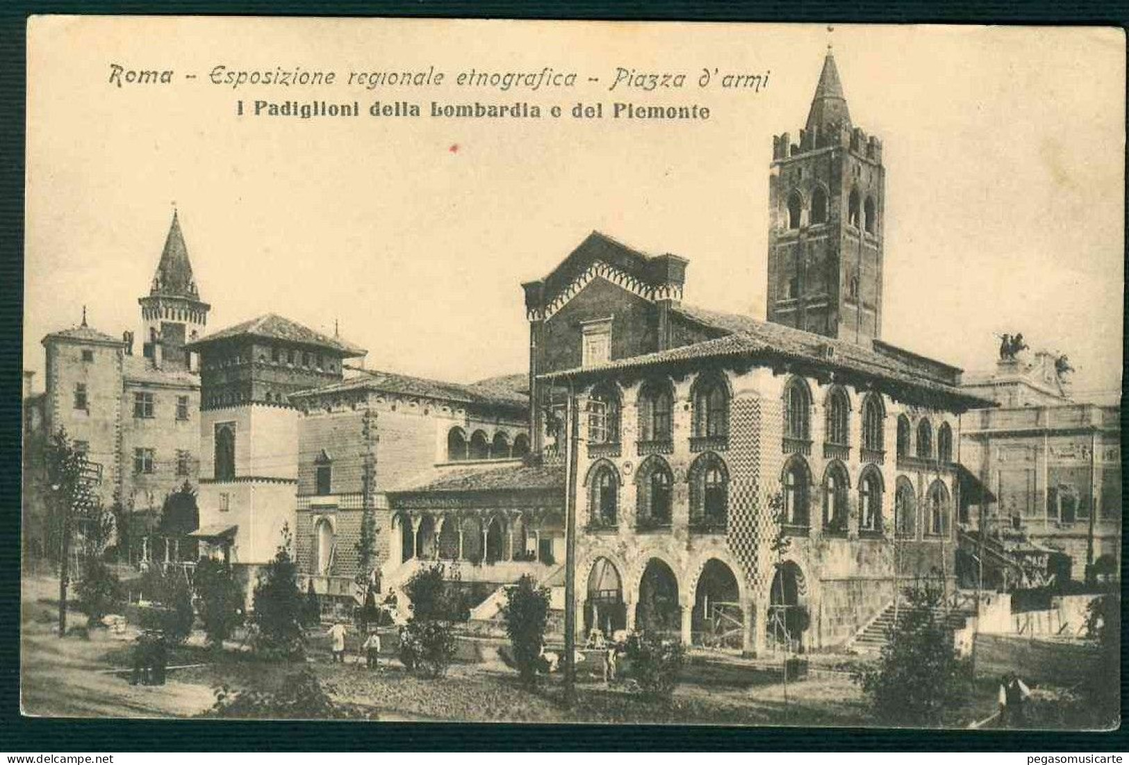 VX232 - ROMA - ESPOSIZIONE REGIONALE ETNOGRAFICA - PIAZZA D'ARMI - PADIGLIONI LOMBARDIA E PIEMONTE 1911 - Tentoonstellingen