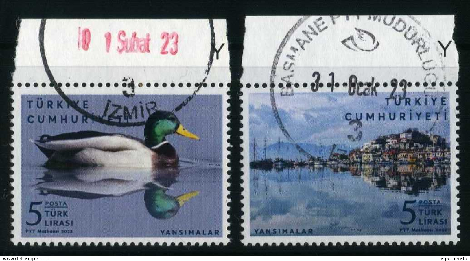 Türkiye 2022 Mi 4686-4687 Reflections: Mallard Duck, View Along Bosphorus, Bird, Coastal Area - Used Stamps