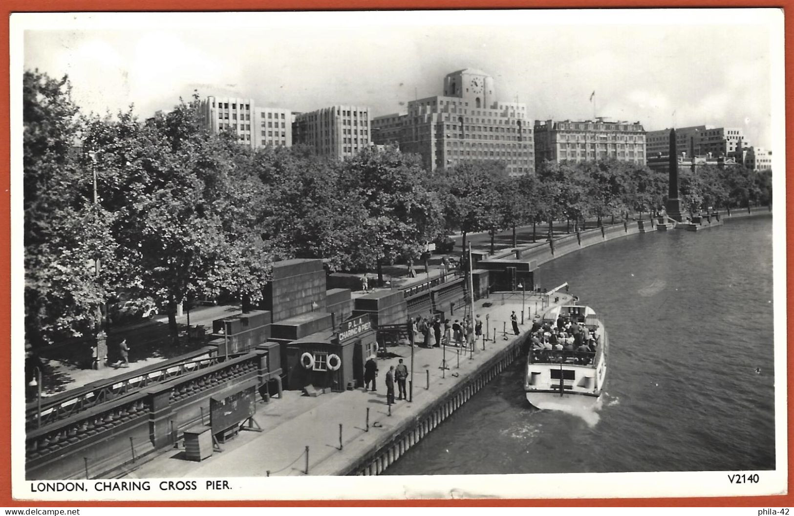 Angleterre : Londres - Jetée D'embarquement De Charing Cross - CPA écrite 1955 - River Thames