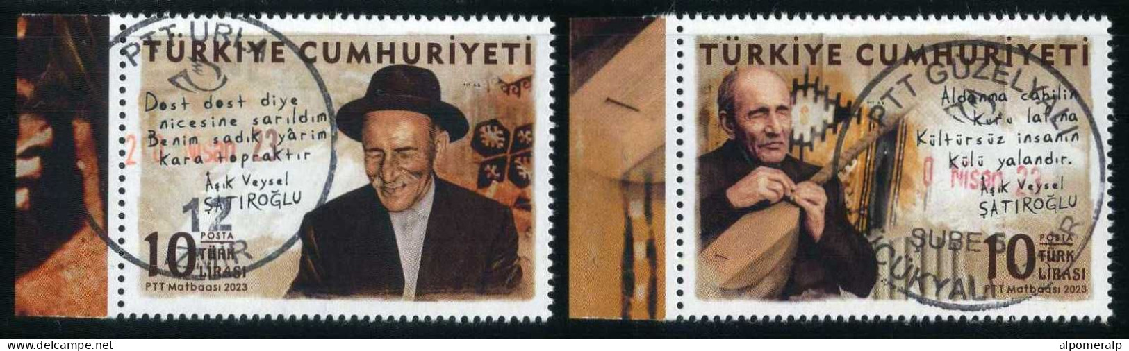 Türkiye 2023 Âşık Veysel Şatıroğlu, Poet Of The Turkish Folk Literature, Minstrel (1894-1973) - Oblitérés