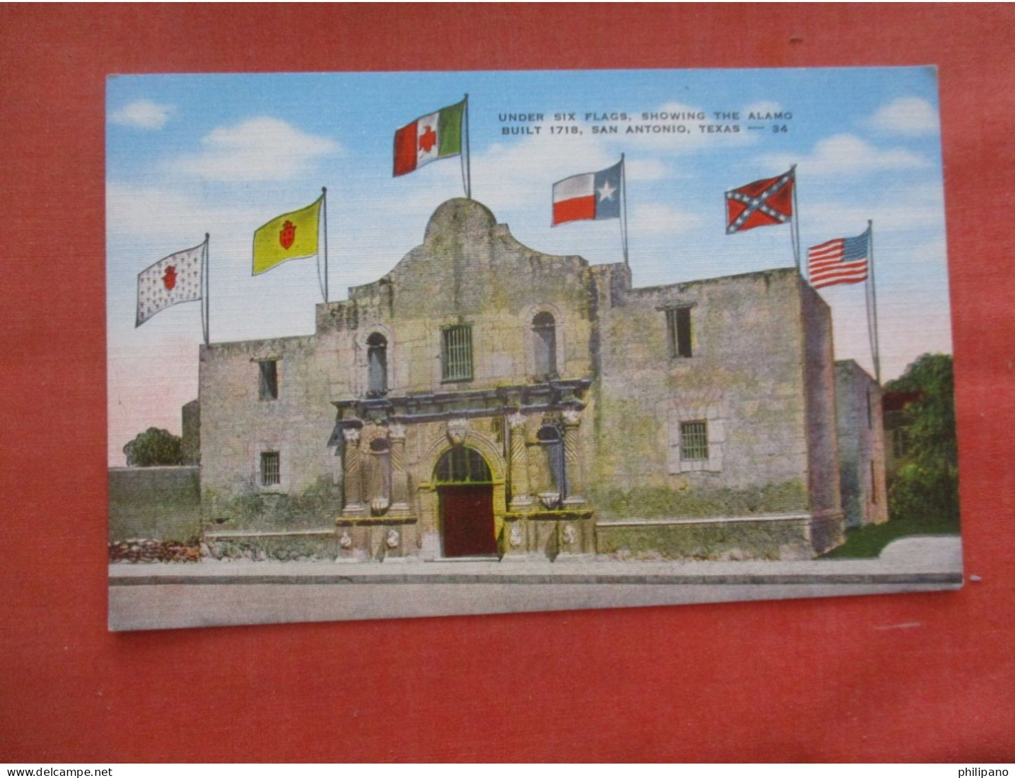 Alamo Under 6 Flags. Confederate  Flag San Antonio Texas > San Antonio Ref 6048 - San Antonio