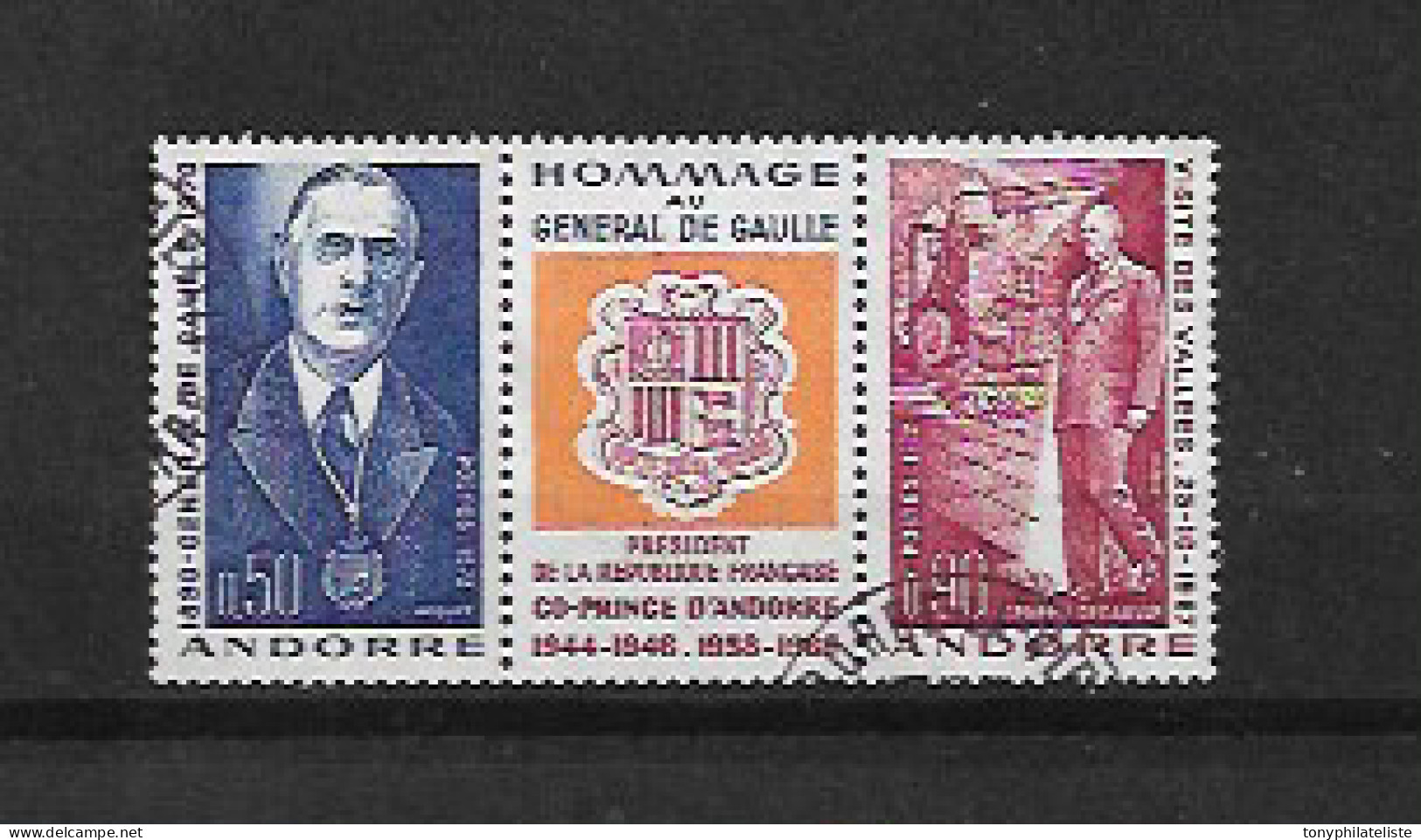 Andorre Timbres De 1972 N°225A (triptyque) Oblitéré - Usados