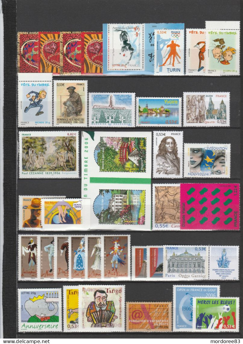 FRANCE 2006 ANNEE COMPLETE 135 TIMBRES NEUF YT 3861 A 3995 COTE 319 EURO - 2000-2009