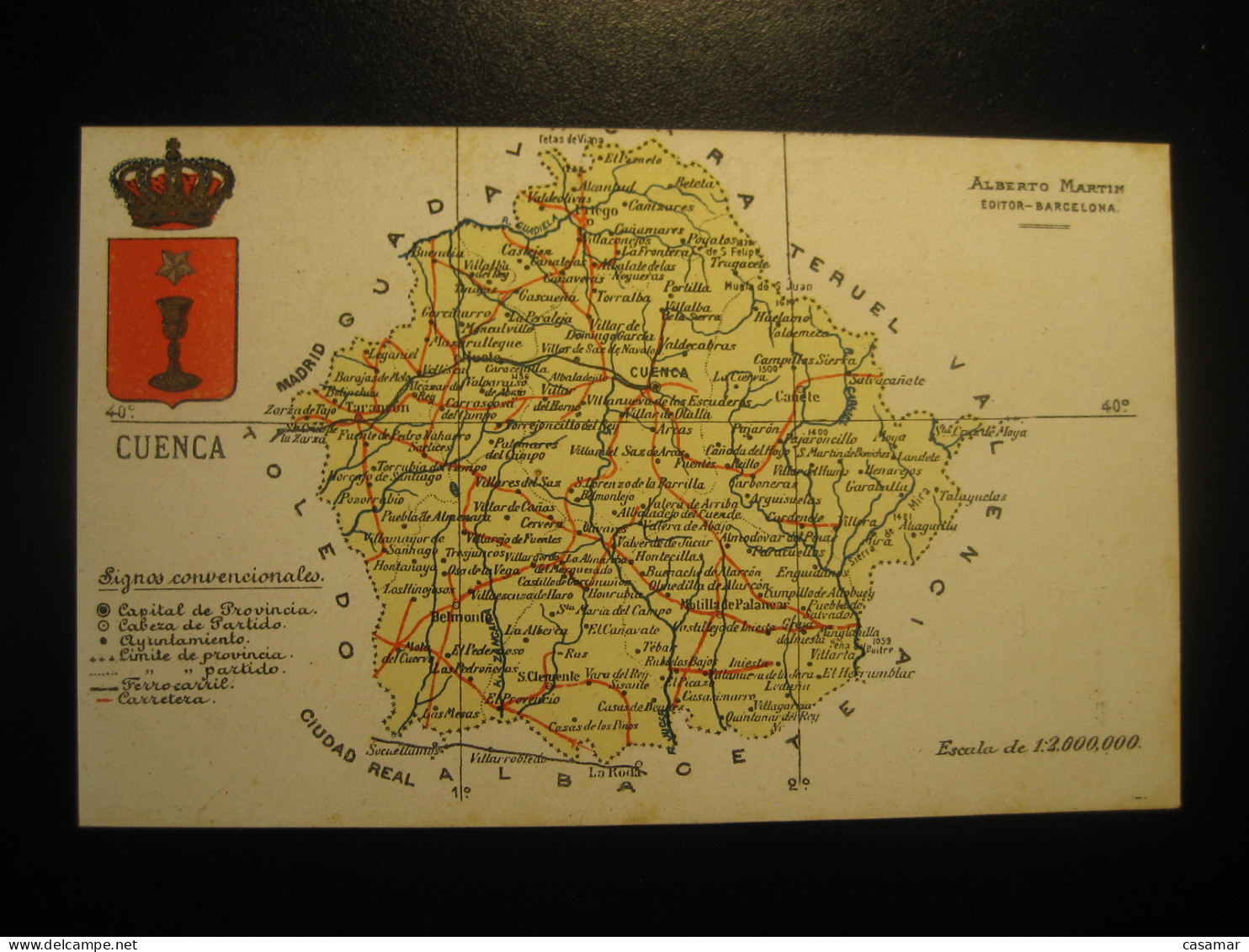 CUENCA Postcard SPAIN Map Geography Atlas Alberto Martin Editor - Cuenca