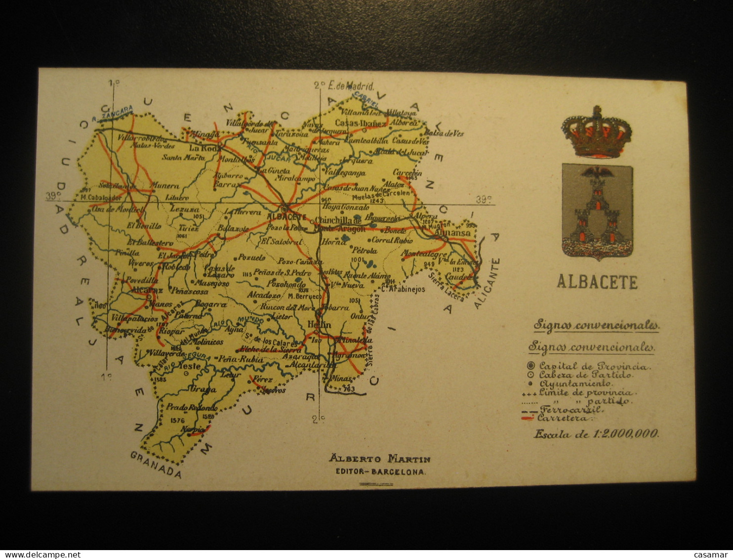 ALBACETE Postcard SPAIN Map Geography Atlas Alberto Martin Editor - Albacete