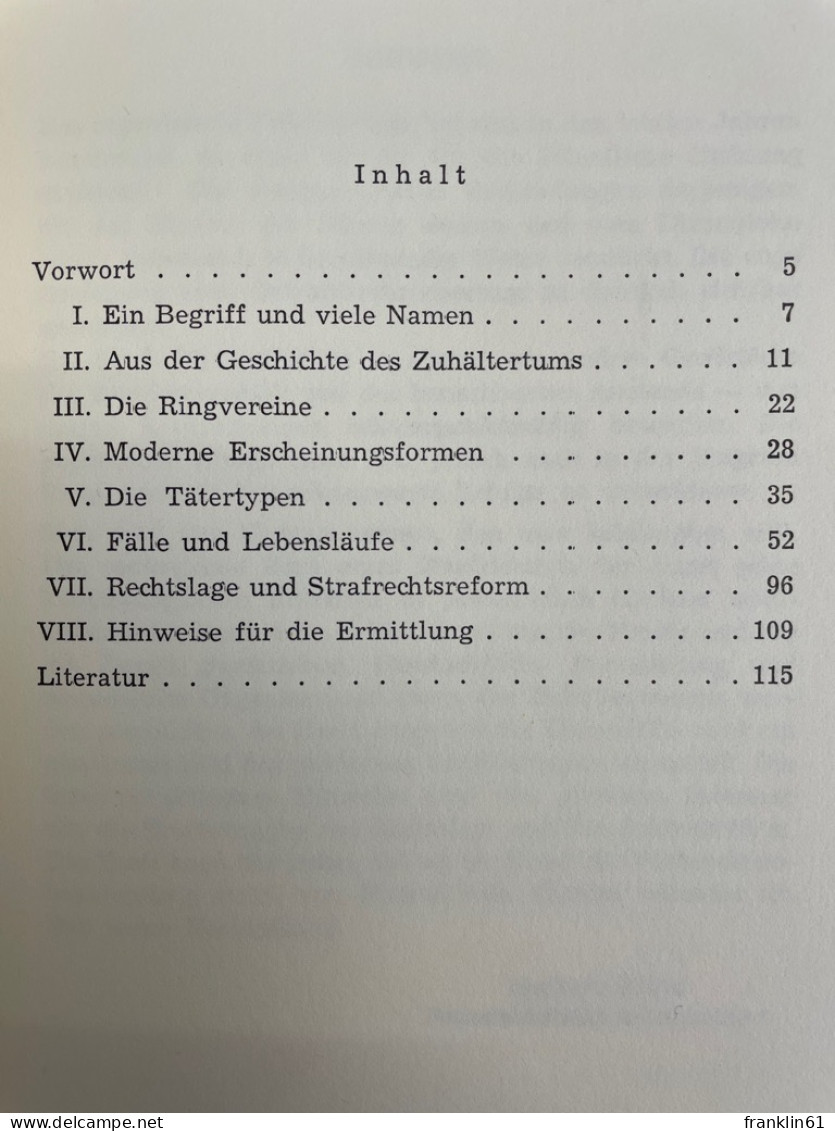 Der Zuhälter : Wandlungen Eines Tätertyps. - Law