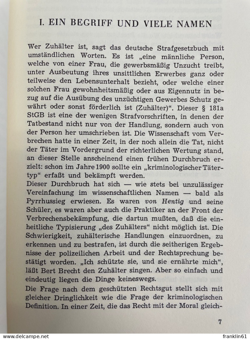 Der Zuhälter : Wandlungen Eines Tätertyps. - Recht