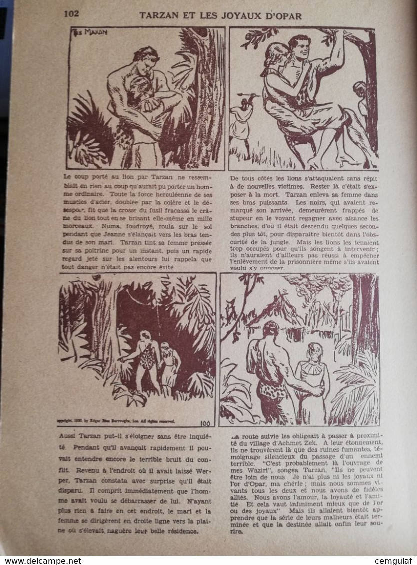 Tarzan Et Les Joyaux D'Opar / EDGAR RICE BURROUGHS - REX MAXON -1944 MONTREAL CANADA (LIVRE IMPRESSION FRANÇAISE)