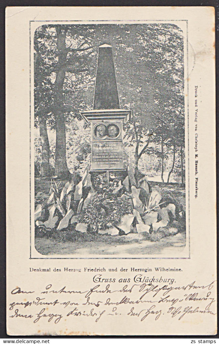 Glücksburg Gruss Aus... Denkmal Herzog Friedrich Und Herzogin Wilhelmine OSt. Kiel 1900 - Glücksburg