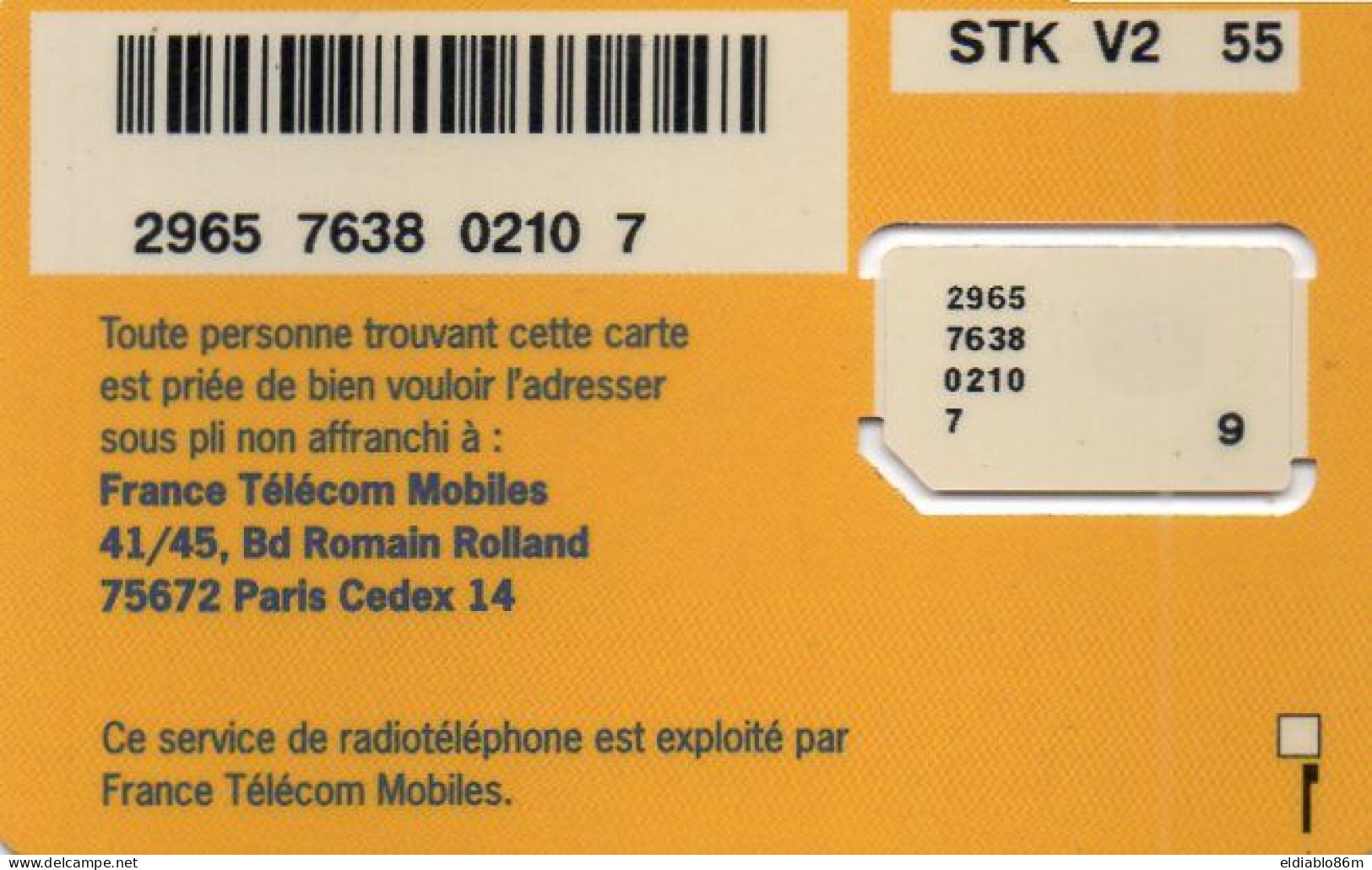 FRANCE - GSM CARD - FRANCE TELECOM MOBILES - OLA ITINERIS - STK V2 - MINT - Nachladekarten (Handy/SIM)