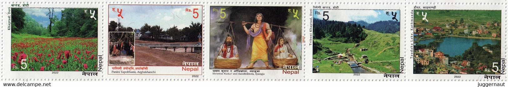 Nepal 2022 Religious/Historical Places Series 5-STAMP Set MnH - Hinduism