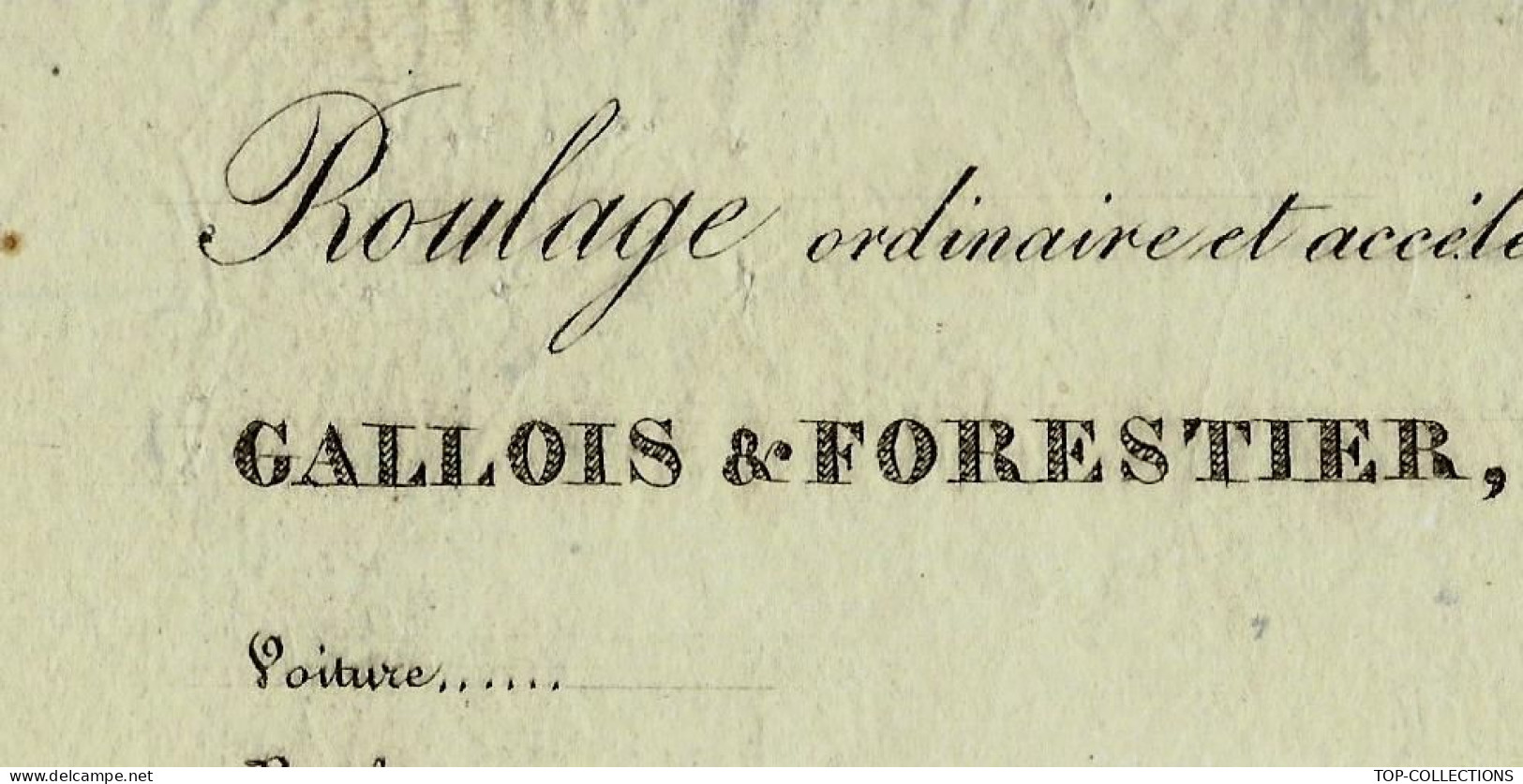 1836  ROULAGE TRANSPORT  Gallois Forestier Paris NAVIGATION EXPEDITION SERVICE MARITIME MARSEILLE  Ponts Chaussées - 1800 – 1899
