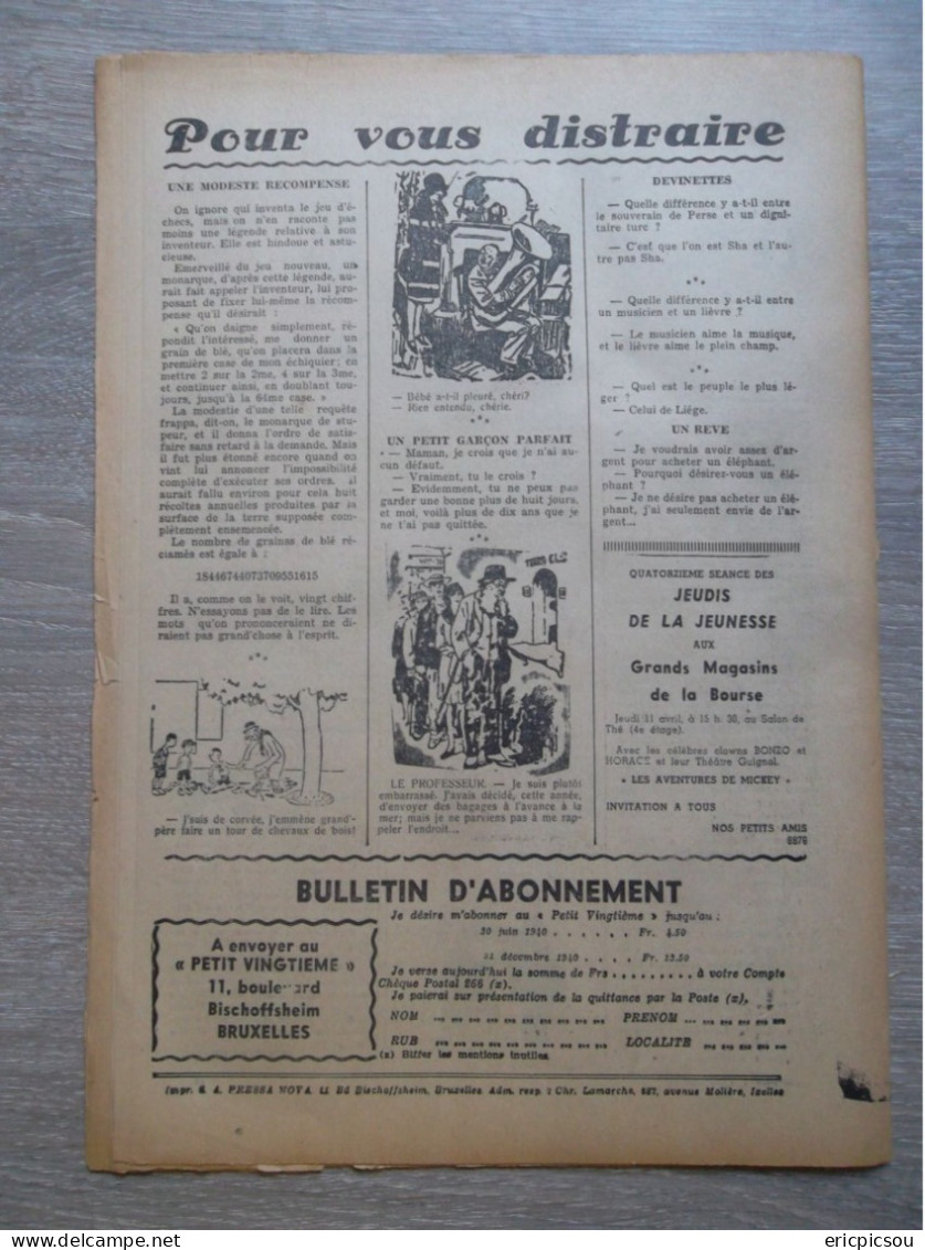 Le Petit Vingtième ANNEE 1940 RARE !  ( Voir Détails )