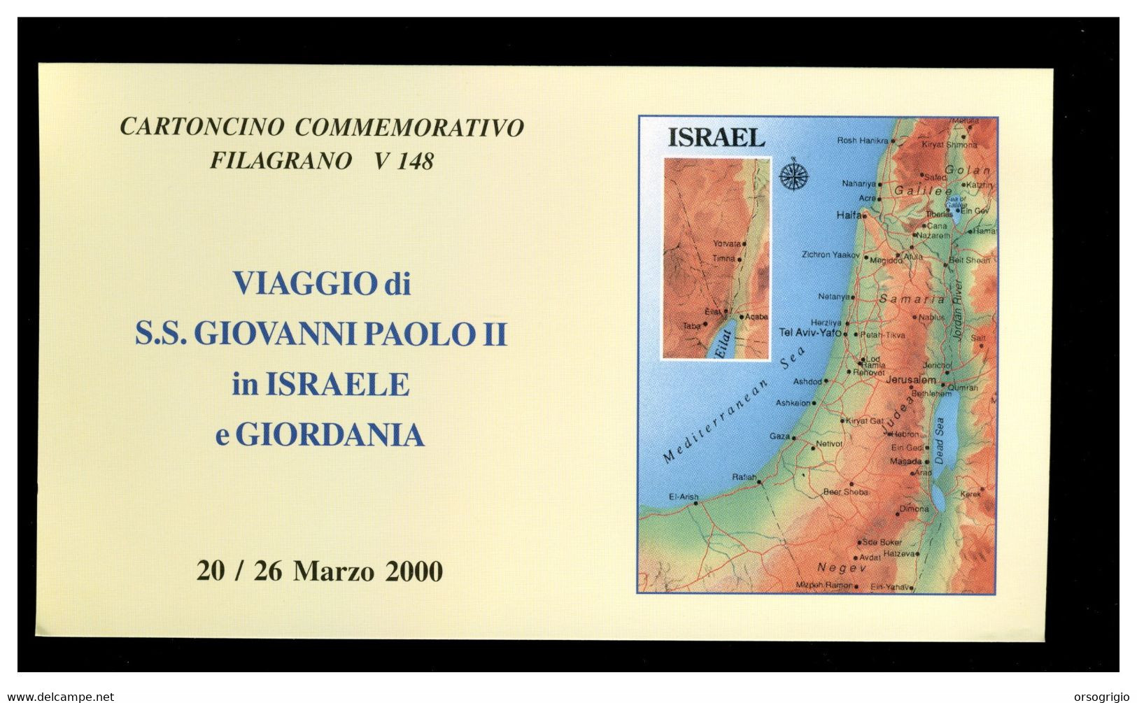 VATICANO - VIAGGI DEL PAPA - 2000 - Viaggio Di S.S. GIOVANNI PAOLO II In Egitto E In Israele E Giordania  -   Filagrano - Variétés & Curiosités