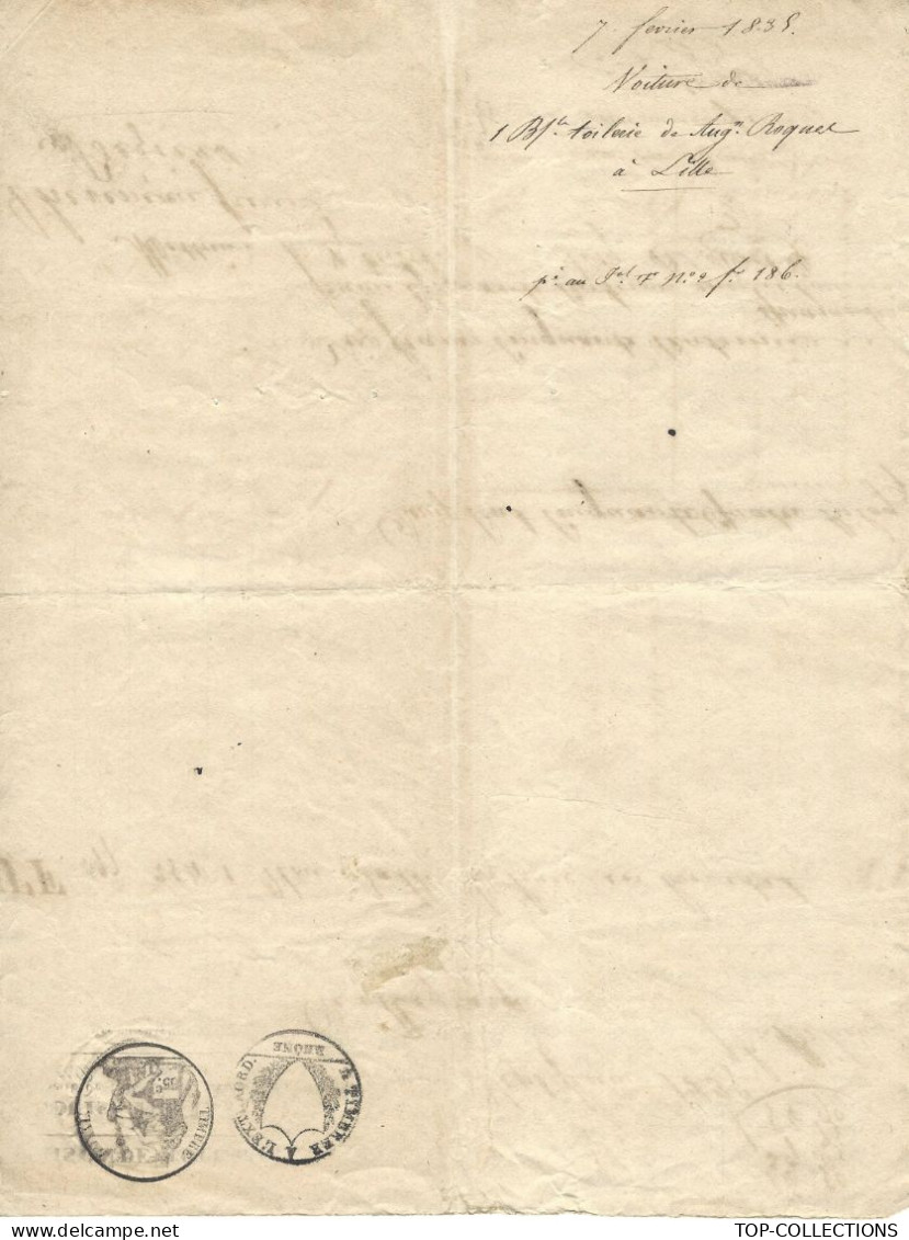 1835   LETTRE DE VOITURE TRANSPORT ROULAGE Louis Bély Lyon Balle Toilerie Pour Théveneau Fr. Béziers - 1800 – 1899