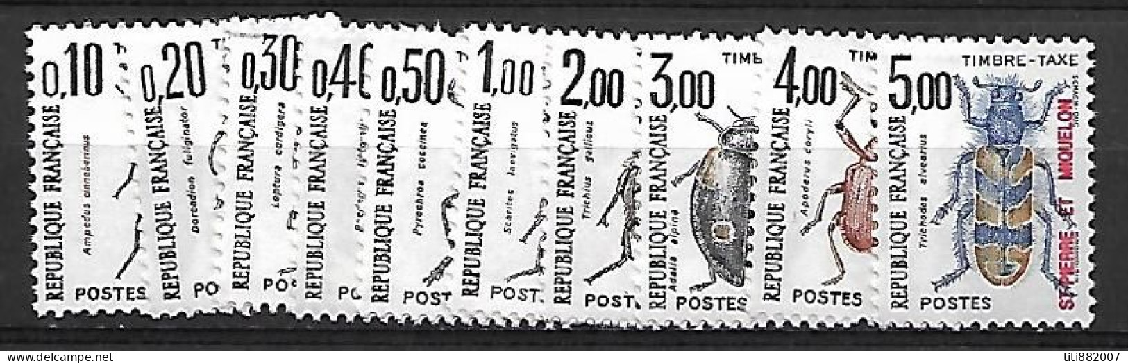 SAINT-PIERRE  ET  MIQUELON    -   TAXE  -   1986.  Y&T N° 82 à 91 ** .  Série Complète.  Insectes - Postage Due