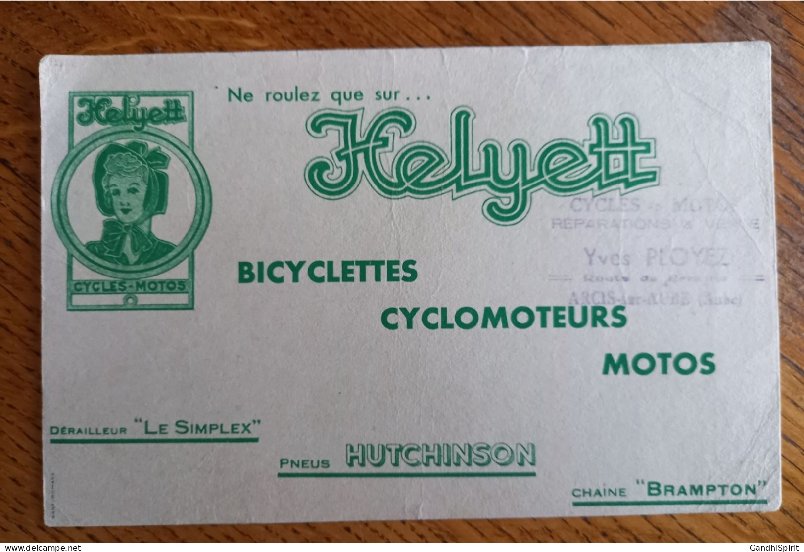 Buvard - Helyett, Cycles, Pneus Hutchinson, Motos, Vélo, Bicyclettes, Cyclomoteurs - Tampon Yves Ployez à Arcis Sur Aube - Motos & Bicicletas