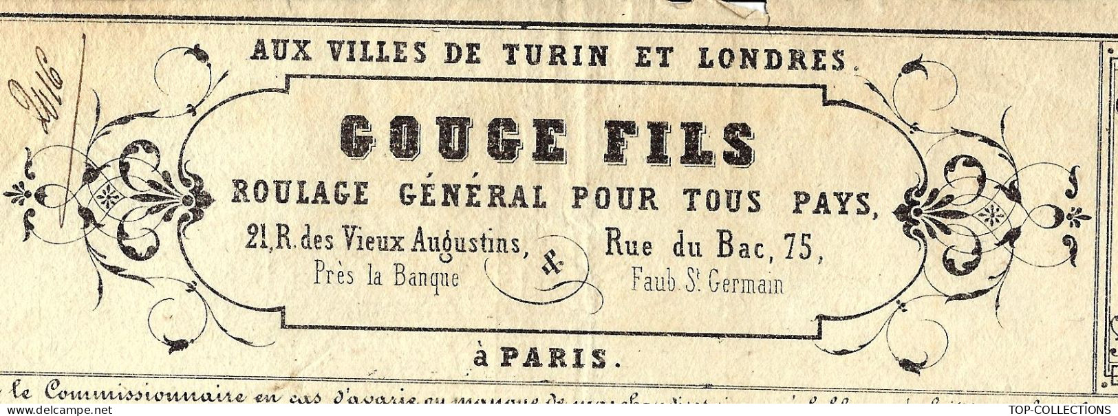 1841  ENTETE GOUGE FILS PARIS  ROULAGE TRANSPORT LETTRE DE VOITURE  Pour Mme D’Ancourt Chateau D’Albert Par Amiens - 1800 – 1899