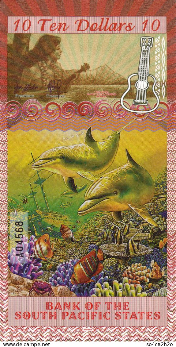 Très Joli Billet SOUTH PACIFIC  MAUI 10 Dollars   22 Mars  2015 UNC  POLYMER  Emission Privée - Fictifs & Spécimens