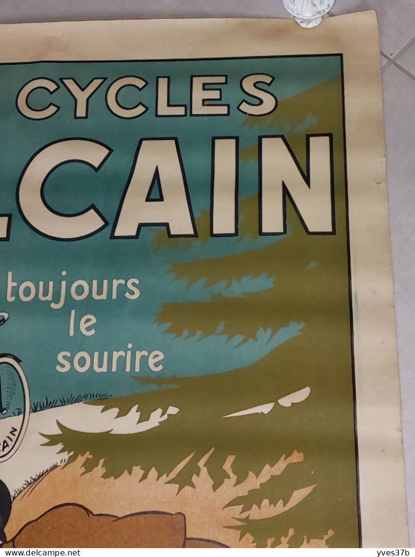 Affiche "CYCLES VULCAIN 1920" - 60x80 - 2 Perforations D'archivage Sur Bord Droit - TTB - Reclame