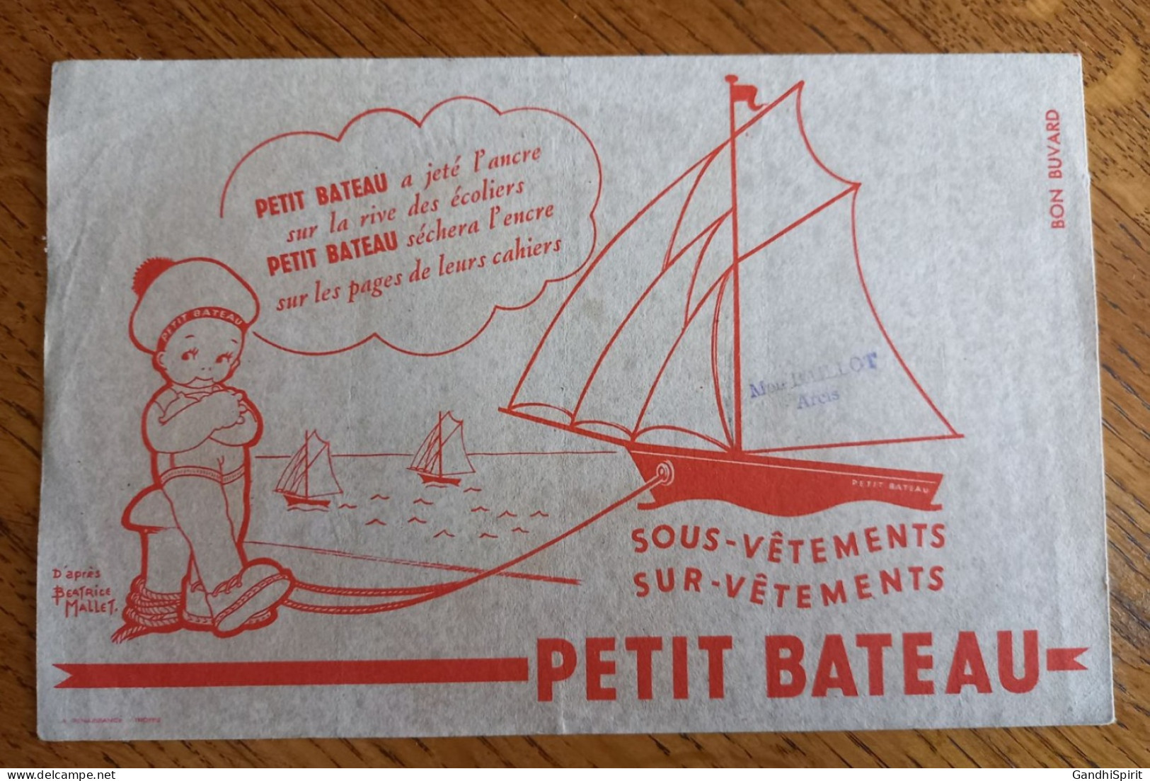 Buvard - Petit Bateau Par Béatrice Mallet - Sous & Sur Vêtements - Maison Baillot à Arcis Sur Aube - Textile & Vestimentaire