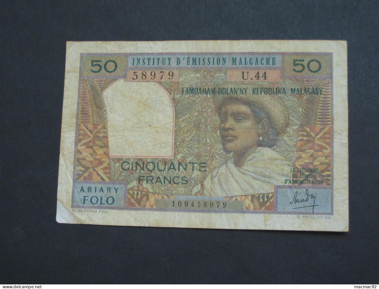MADAGASCAR  - Cinquante 50 Francs - Institut D'émission Malgache  **** EN ACHAT IMMEDIAT **** - Madagascar
