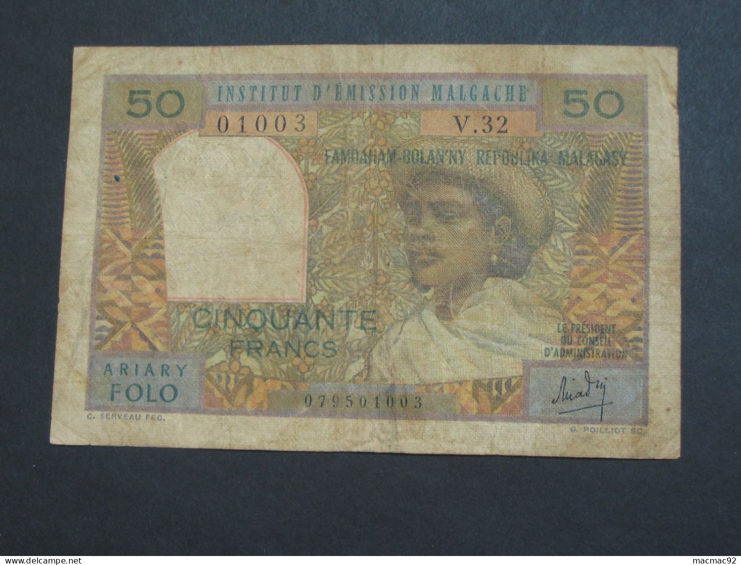 MADAGASCAR  - Cinquante 50 Francs - Institut D'émission Malgache  **** EN ACHAT IMMEDIAT **** - Madagascar