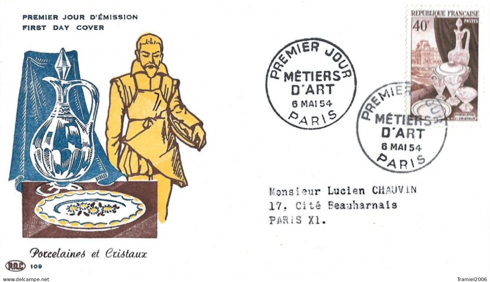 FRANCE 1954 - YT 972 - Métiers D'Art - Porcelaine Et Cristaux - 09.05.1954 - 1950-1959