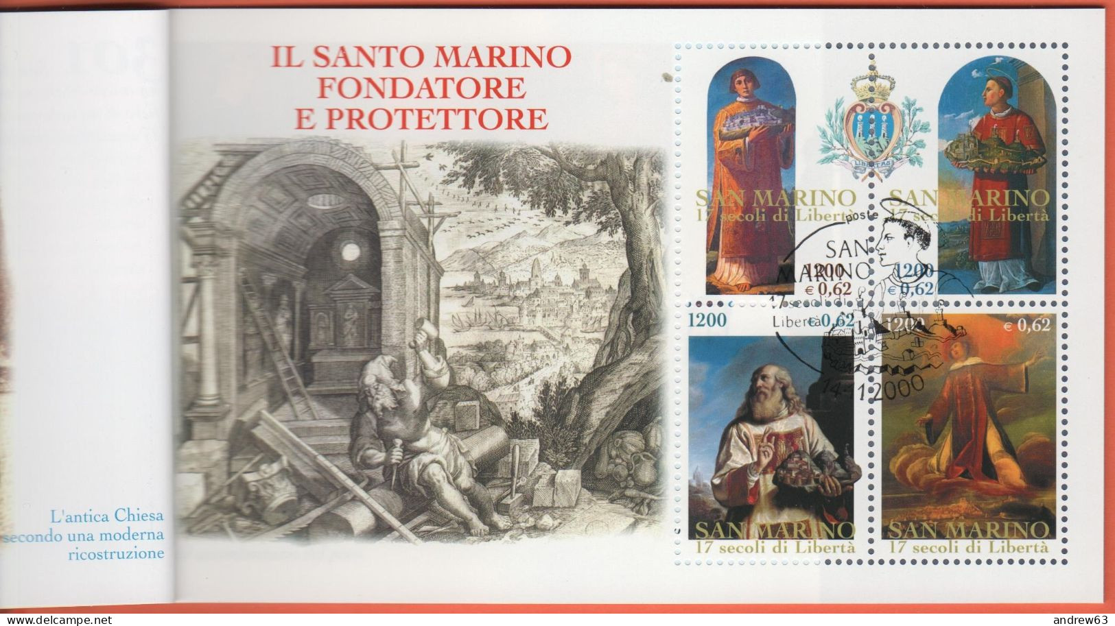 SAN MARINO - 2001 - L6 1700º Anniversario Della Fondazione Della Repubblica Di San Marino - Usato Con Annullo Primo Gior - Markenheftchen
