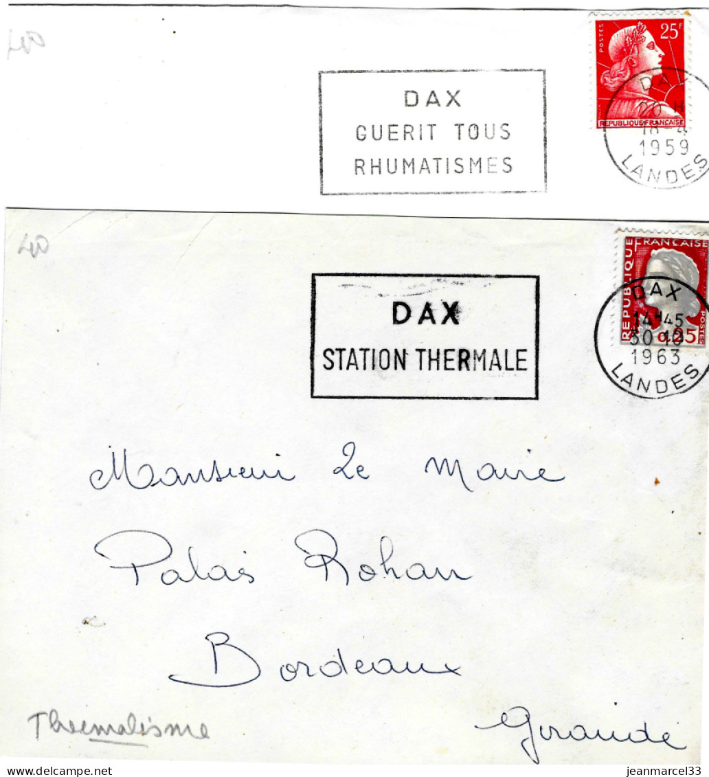 Lettres Thermalisme Flammes =o Différentes DAX 1959 Et 1963 - Hydrotherapy