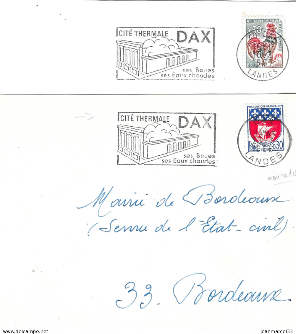 Lettres Thermalisme Flammes Illustrées =o  DAX Codée Et Non 1966 Et 1967 - Hydrotherapy