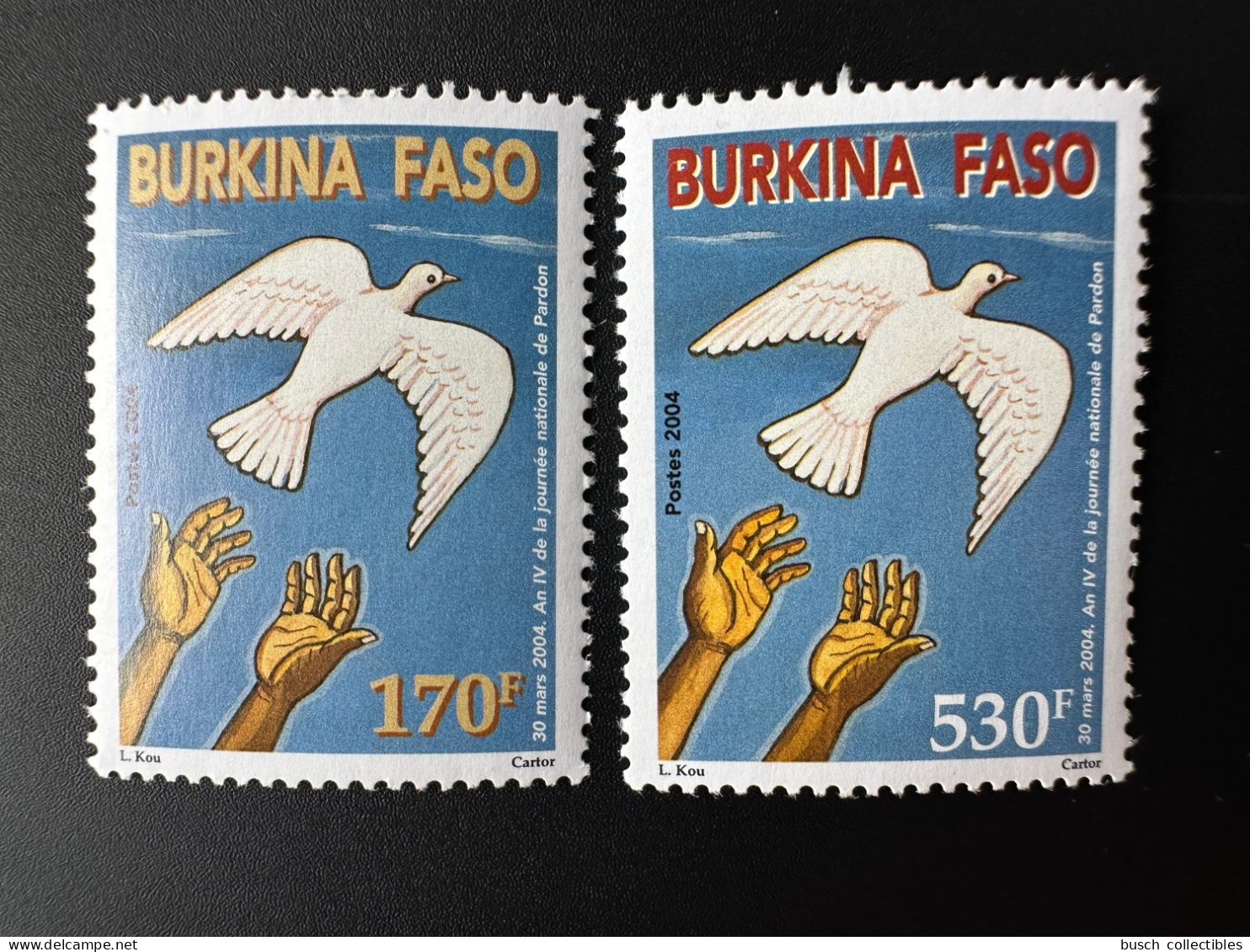 Burkina Faso 2004 Mi. 1869 - 1870 An IV De La Journée Nationale De Pardon Dove Colombe Friedenstaube Oiseau Bird Vogel - Burkina Faso (1984-...)