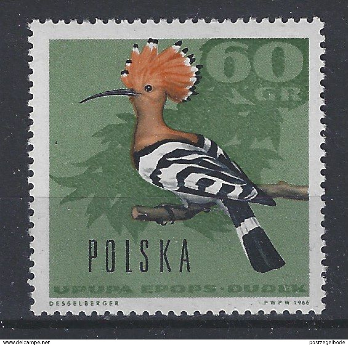 Polen Poland Pologne Polska MNH Hop Hoopoe Huppe NOW MANY BIRD STAMPS FOR SALE - Cuckoos & Turacos