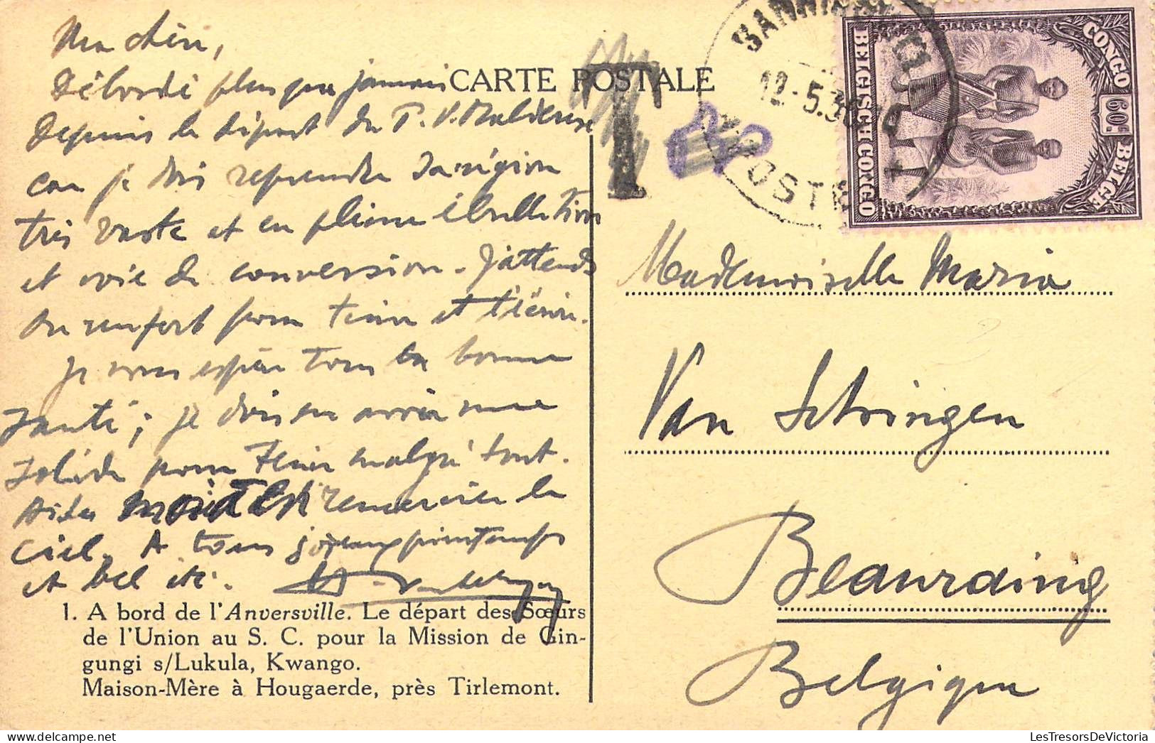 CONGO - A Bord De L'Anversville - Le Départ Des Sœurs De L'Union Au S.C. Pour La Mission De.. - Carte Postale Ancienne - Autres & Non Classés