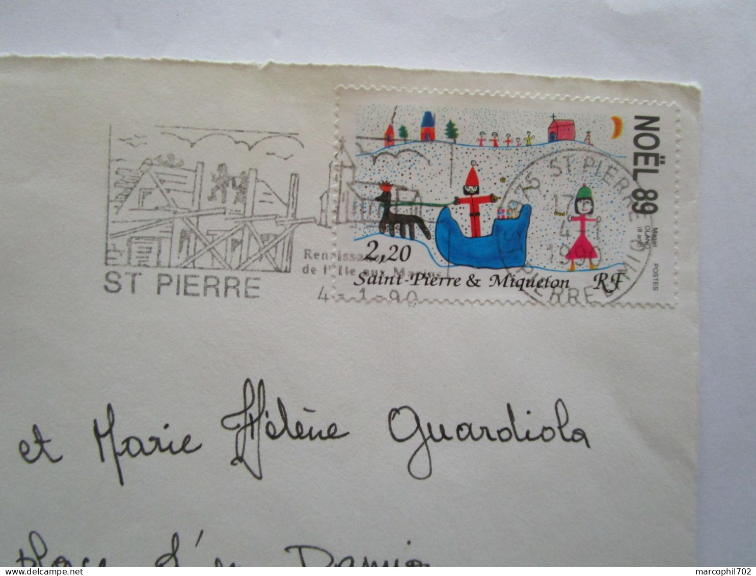 Lettre De St Pierre Et Miquelon Pour La France 4/1/1990 - Cartas & Documentos