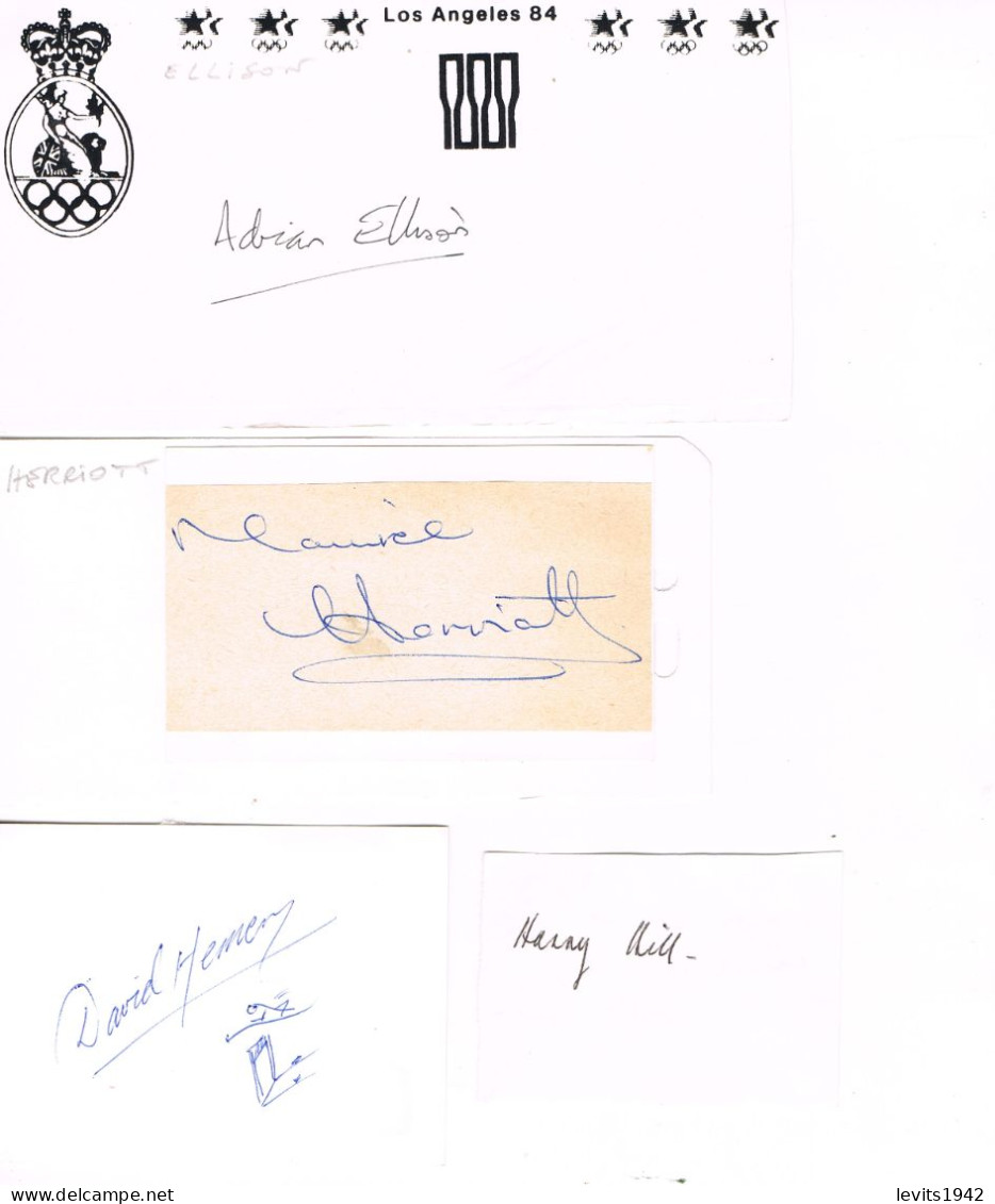 JEUX OLYMPIQUES - 4 AUTOGRAPHES DE MEDAILLES OLYMPIQUES - CONCURRENTS DE GRANDE BRETAGNE - - Autographes