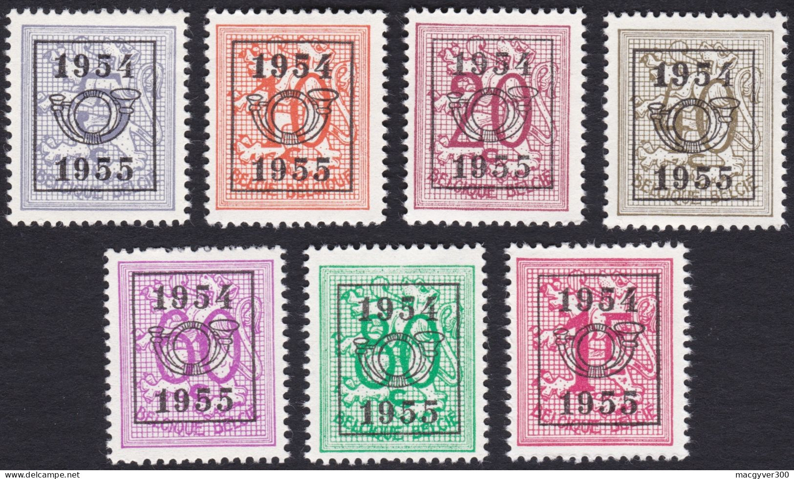 BELGIQUE, 1954-55, PRE645 Au 651 ** - Typo Precancels 1951-80 (Figure On Lion)