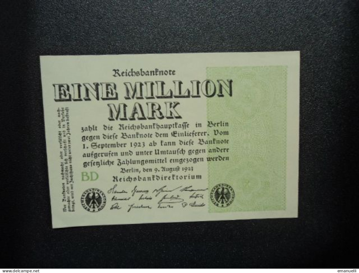 ALLEMAGNE : 1 MILLIONEN MARK   9.8.1923    CA 101b * / P 102b    SUP+ à Presque SPL - 1 Mio. Mark