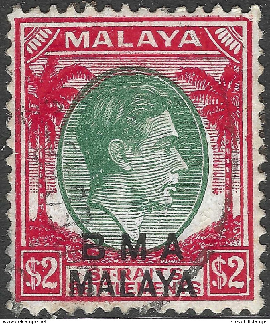 Malaya (British Military Administration). 1945-48 KGVI BMA Overprint. $2 Used. SG 16 - Malaya (British Military Administration)