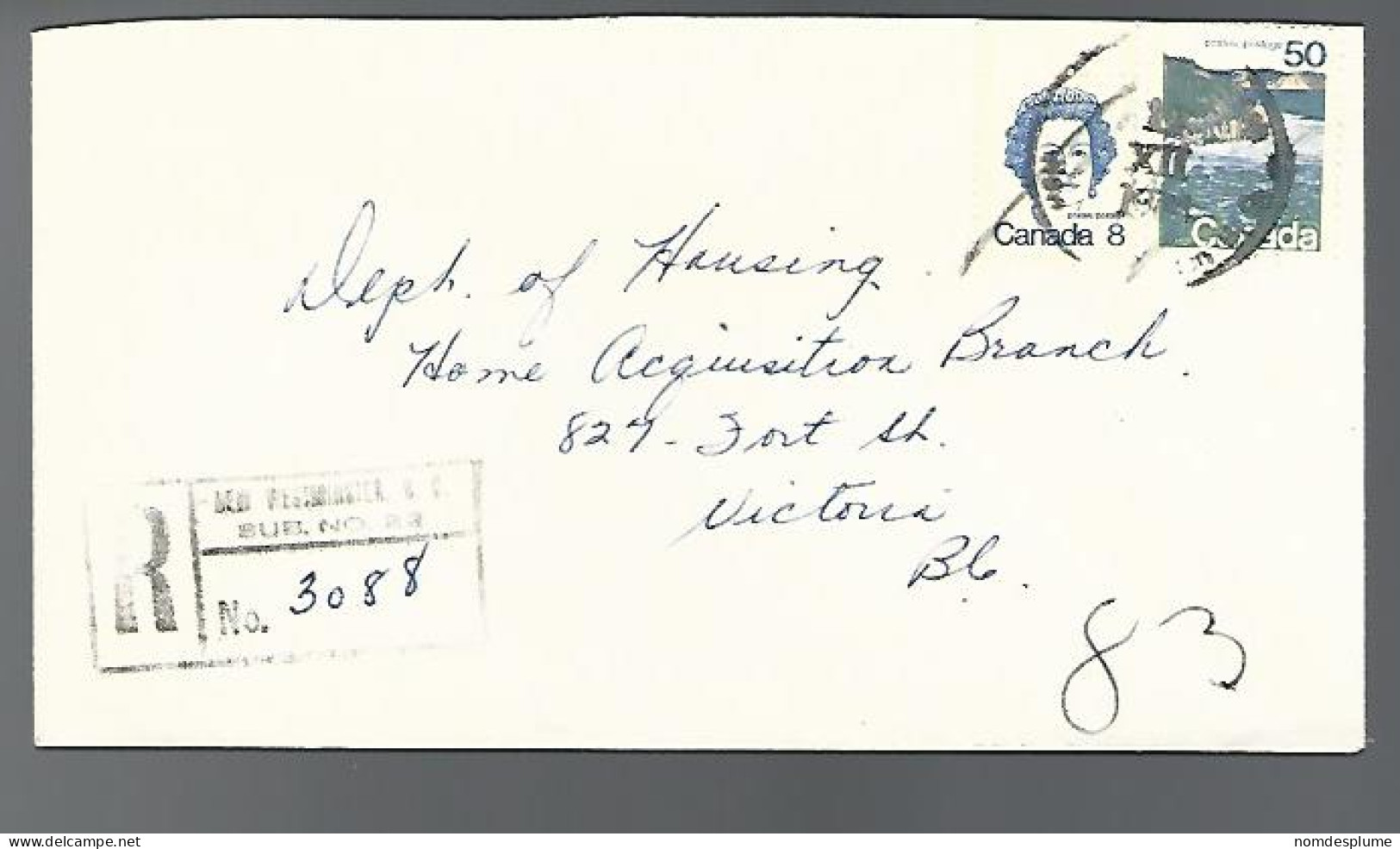 58196) Canada Registered New Westminster Postmark Cancel 1974 - Registration & Officially Sealed