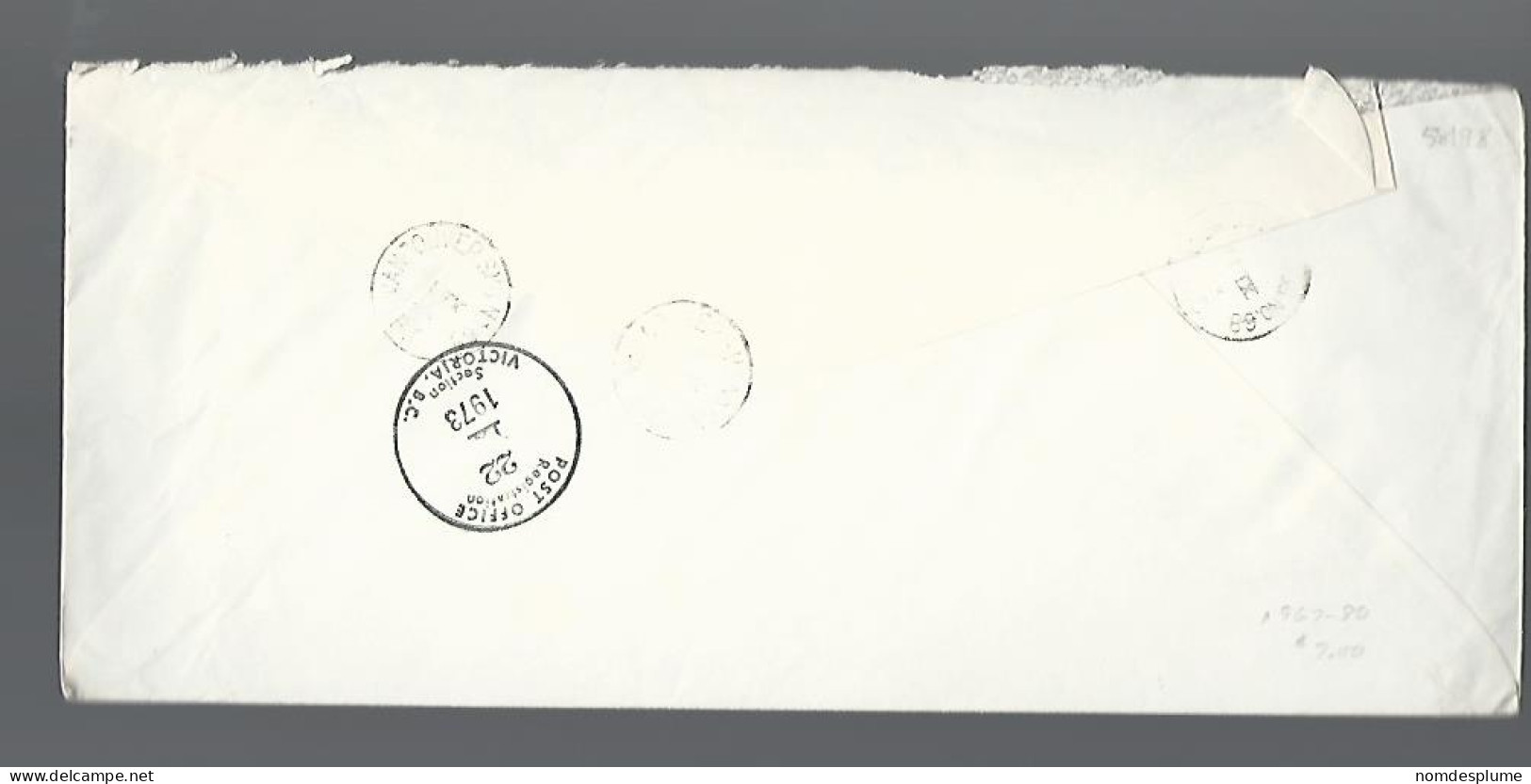 58198) Canada Registered Vancouver Sub 68  Postmark Cancel 1973 - Registration & Officially Sealed