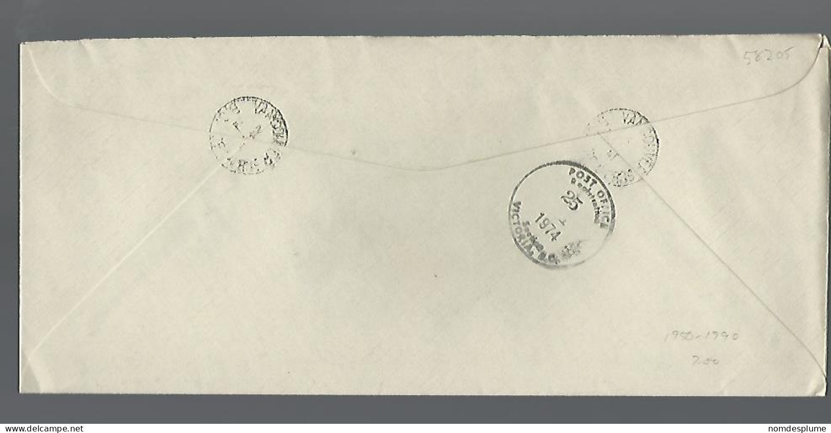 58205) Canada  Registered Vancouver Sub 80 Postmark Cancel 1974 - Recommandés