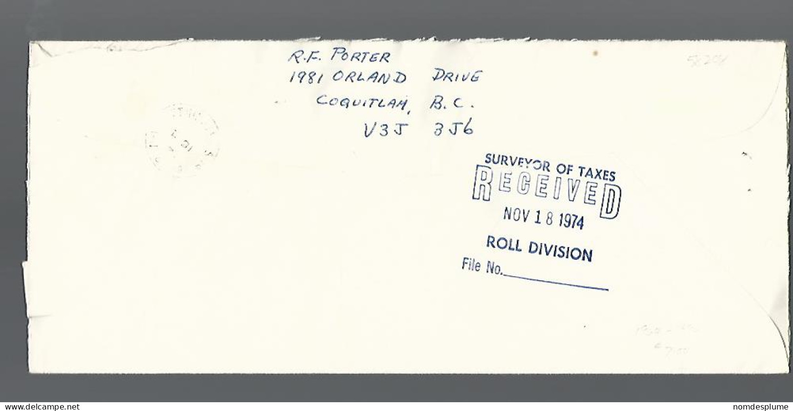 58208) Canada  Registered New Westminster Sub 38  Postmark Cancel 1974 - Recommandés