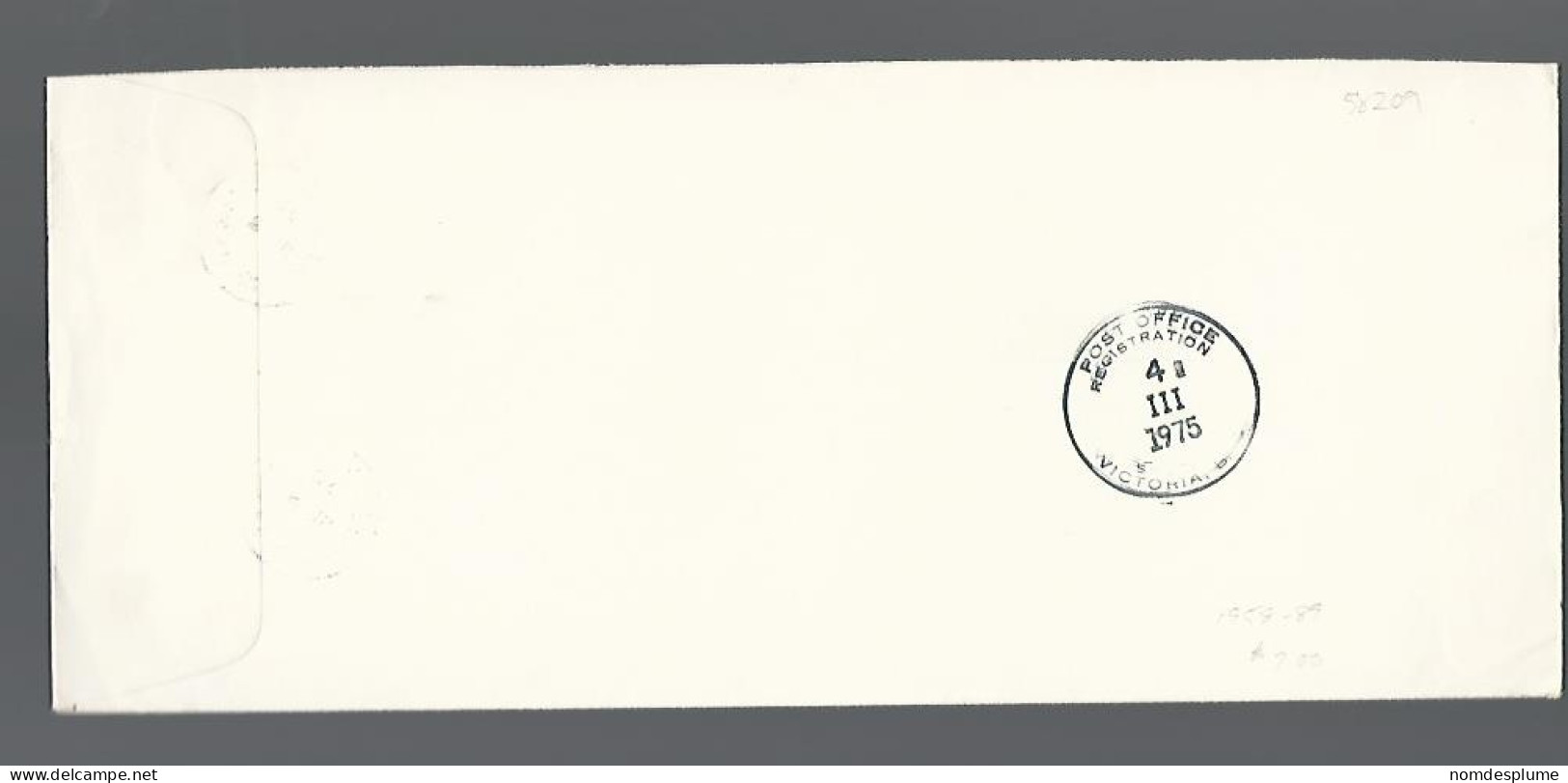 58209) Canada  Registered New Westminster Sub 20  Postmark Cancel 1975 - Recommandés