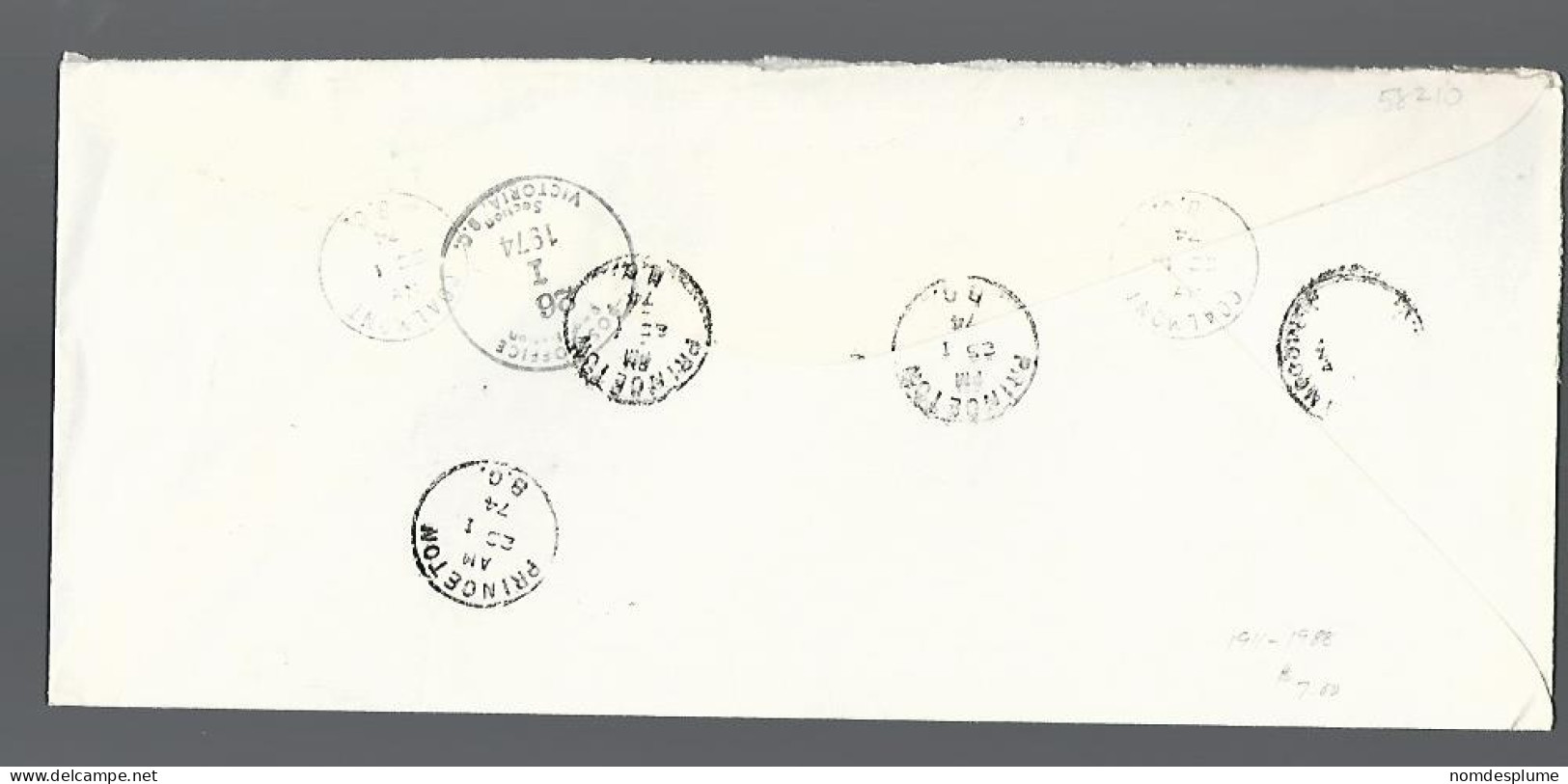 58210) Canada  Registered Coalmont Princeton Postmark Cancel 1974 - Raccomandate