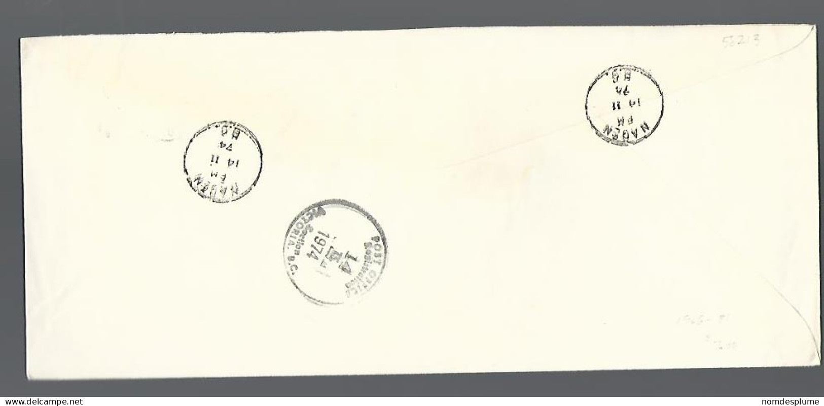 58213) Canada  Registered Naden Postmark Cancel 1974 - Recommandés